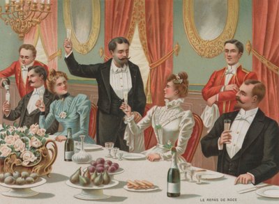 Bröllopsmåltid (chromolitho) av European School