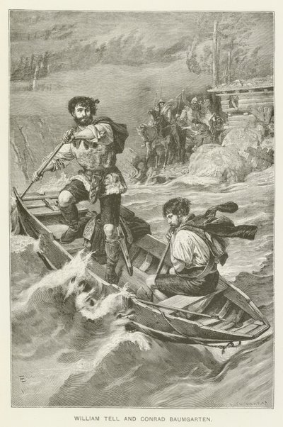 William Tell och Conrad Baumgarten (gravyr) av European School