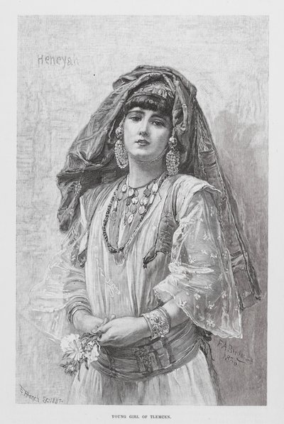 Ung flicka från Tlemcen (gravyr) av European School