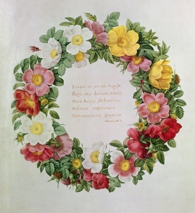 Claude-Antoine Thory Les roses, Frontispice: Ode V av den grekiske poeten Anakreon, 1817 (litografi) av Eustache Hyacinthe Langlois