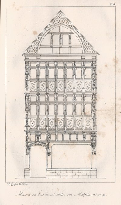 1400-tals trähus rue Malpalu n ° 90-92 av Eustache Hyacinthe Langlois