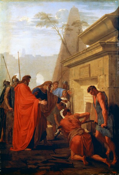 Darius den store öppnar Nitocris grav, 1600-talet av Eustache Le Sueur