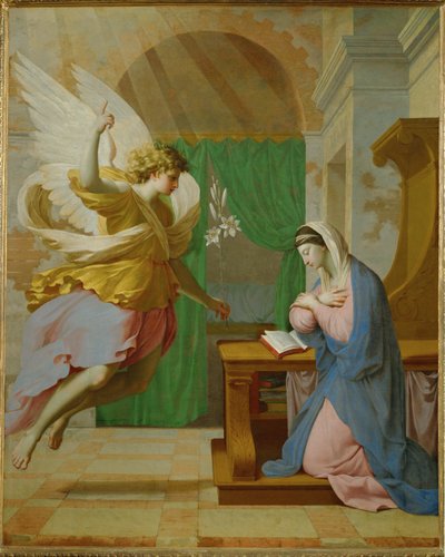 The Annunciation (målning på duk) av Eustache Le Sueur