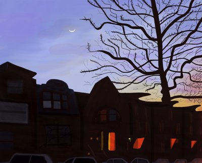 9th Street, Brooklyn, 2016 (handritad på en iPad med en Apple-penna) av Evan Sklar