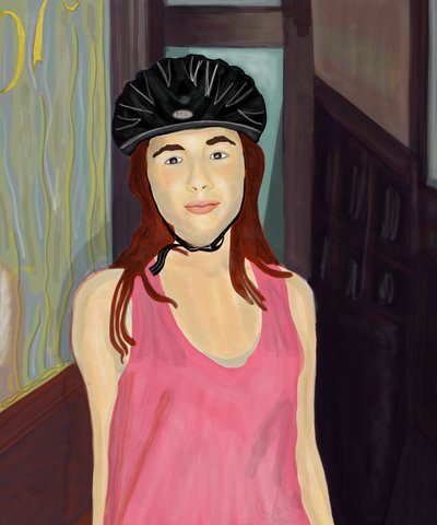 Ava i cykelhjälm, Brooklyn (digital konst) av Evan Sklar