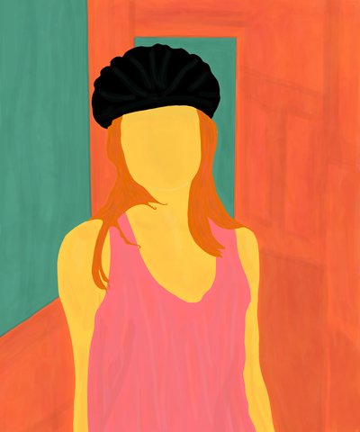 Ava med cykelhjälm, Brooklyn (digital konst) av Evan Sklar