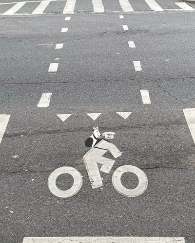 Skylt för cykelbana på gata (digital konst) av Evan Sklar