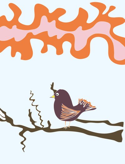 Bird On Branch, 2015 (handritad på en iPad med en Apple-penna) av Evan Sklar