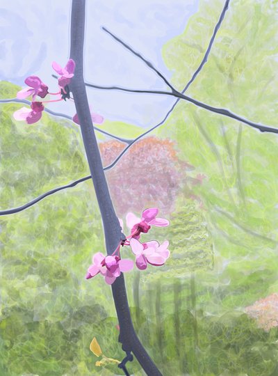 Gren och blomma (digital konst) av Evan Sklar