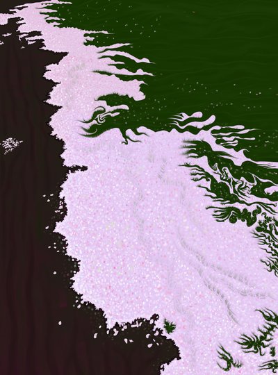Körsbärsblommans kronblad på marken (digital konst) av Evan Sklar