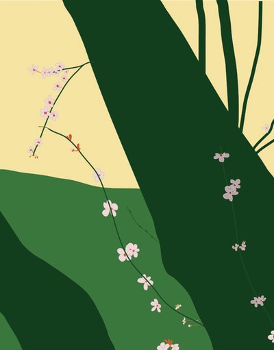 Cherry Blossoms, 2015 (handritad på en iPad med en Apple-penna) av Evan Sklar