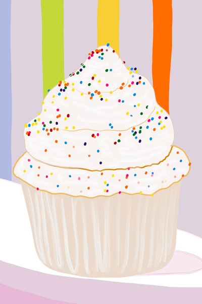 Cupcake med vaniljglasyr och strössel, Brooklyn (digital konst) av Evan Sklar