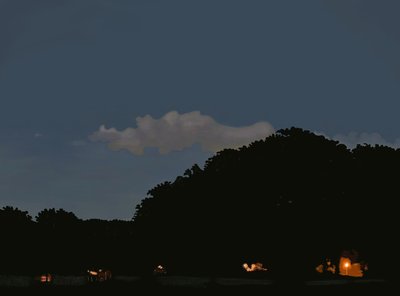 Fält och himmel i skymningen, Prospekt park, Brooklyn (digital konst) av Evan Sklar