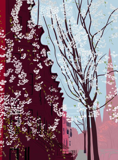 Garfield Place, Spring, Brooklyn, ca 2020-24 (digital konst) av Evan Sklar