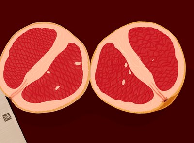 Grapefrukt skuren i två delar (digital konst) av Evan Sklar