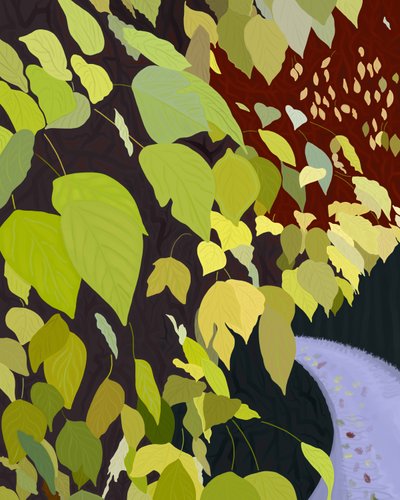 Gröna blad och stig (digital konst) av Evan Sklar