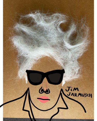 Jim Jarmusch (collageteckning) av Evan Sklar
