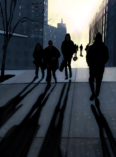 Manhattan Sidewalk (digital konst) av Evan Sklar