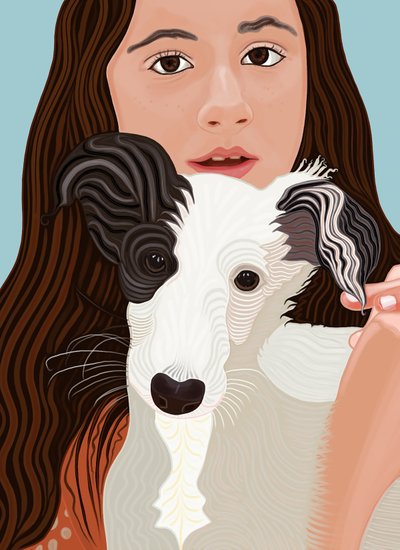 Minnie och Ava (digital konst) av Evan Sklar