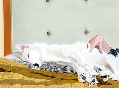 Penny på gult täcke, Brooklyn (digital konst) av Evan Sklar