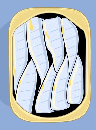Sardiner, ca 2020-24 (digital konst) av Evan Sklar