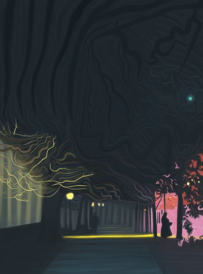 Trottoar, Prospect Park West, kl. 06.00 (digital konst) av Evan Sklar