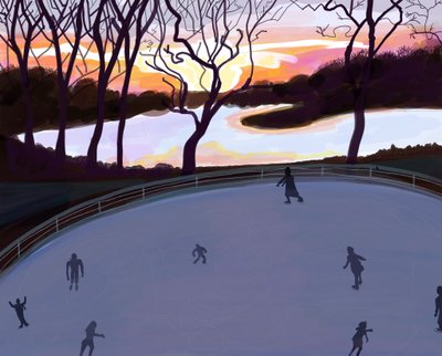 Skridskoåkning, Prospect Park , Brooklyn (digital konst) av Evan Sklar