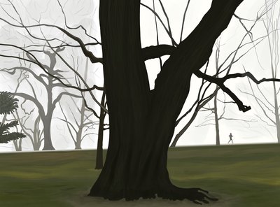 Träd och joggare. Tidig morgon. Prospect park (digital konst) av Evan Sklar