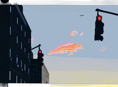 Vy över himlen vid Gowanus-korsningen (digital konst) av Evan Sklar