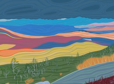 Utsikt över Catskill Mountains på hösten (digital konst) av Evan Sklar