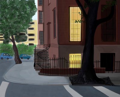Willow and Middagh Street, 2016 (handritad på en iPad med en Apple-penna) av Evan Sklar