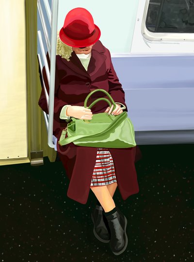 Kvinna på tunnelbanan (digital konst) av Evan Sklar