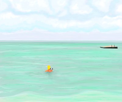 Kvinna simmar med hund i havet av Evan Sklar