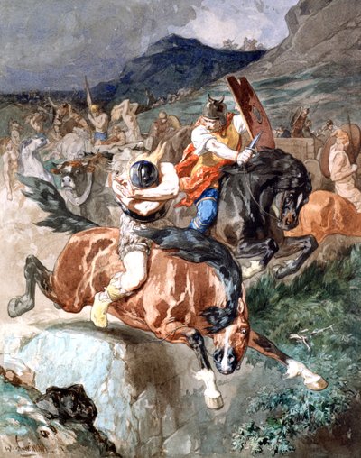 Fight of the Riders, c1842-1896 av Evariste Vital Luminais
