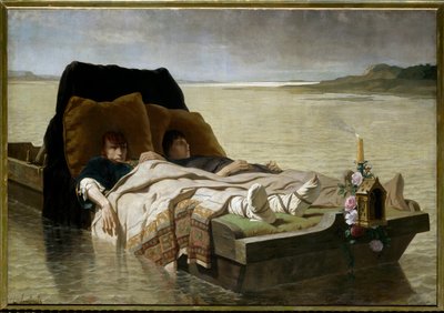Jumieges enerves. De två sönerna till Clovis II, som gjorde uppror mot sina föräldrar, dömdes att få nerverna i armar och ben avskurna och övergavs i en båt för att höra Seine. Målning av Evariste Luminais (1822-1896) av Evariste Vital Luminais