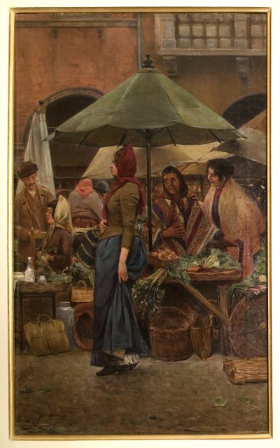 Piazza delle Erbe 1892 (olja på duk) av Evaristo Cappelli