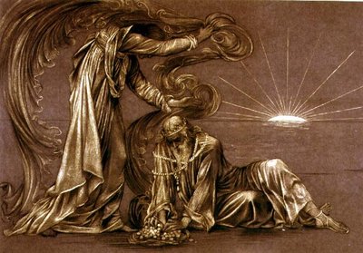 Avslutad studie för Earthbound, c.1897 (krita) (se 27982) av Evelyn De Morgan