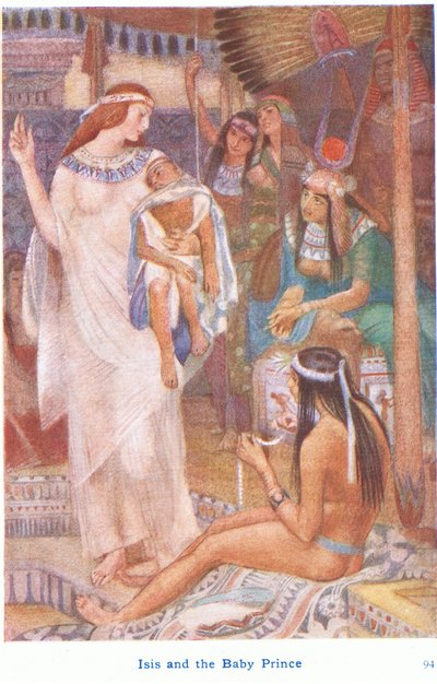 Isis och babyprinsen (färg litho) av Evelyn Paul