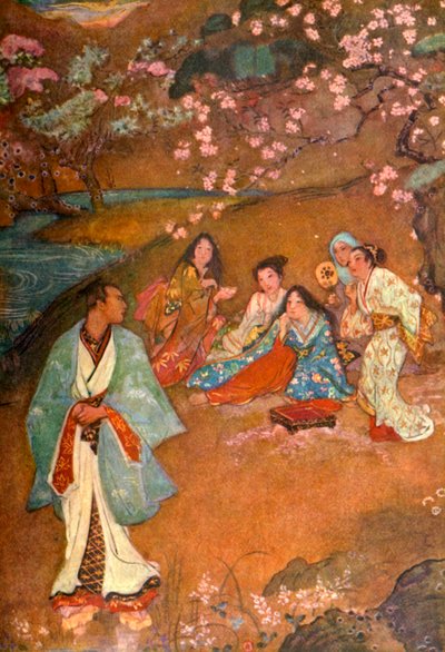 "Shinge och Yoshisawa vid den violetta brunnen", 1912. av Evelyn Paul