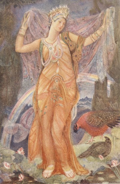 Modergudinnan Ishtar, illustration från "Myths and Legends of Babylonia and Assyria" av Lewis Spence av Evelyn Paul