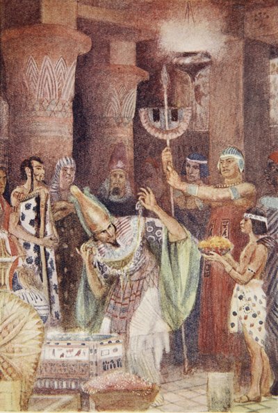 Rhampsiternas skattkammare, illustration från "The Myths of Ancient Egypt" av Lewis Spence av Evelyn Paul