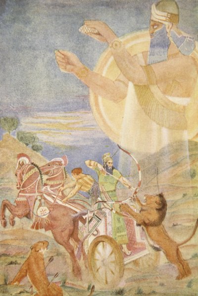 Tiglath-Pileser I regisserad av Ninib, illustration från 