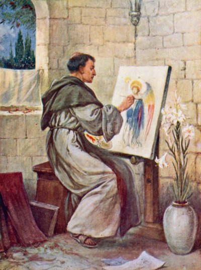 En munk (färg litho) av Evelyn Stuart Hardy