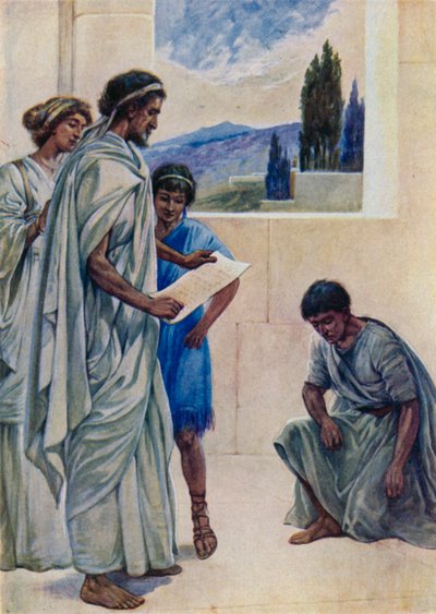 Onesimus som rymde från sin herre (färg litho) av Evelyn Stuart Hardy
