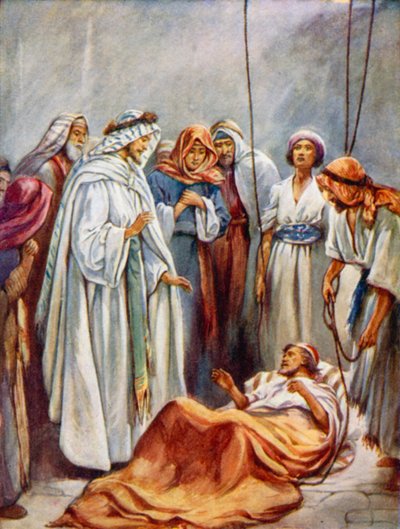 The Sick of Palsy (färg litho) av Evelyn Stuart Hardy