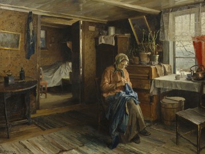 Hustru i bondens inre (olja på duk) av Even Ulving