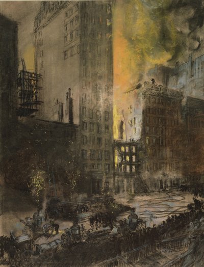 Brand på 24th Street, New York City av Everett Shinn