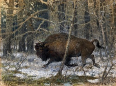 ""träbisonen"" Pastellmålning av Evgeny Alexandrovich Tichmenev (Tikhmenev) (1869-1934) 1910 Privat samling av Evgeny Alexandrovich Tikhmenev