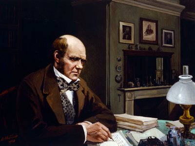 Darwin i sitt arbetsrum (olja på duk) av Evstafieff Evstafieff