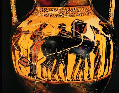 Krigarens avfärd i sin vagn ... av Exekias Exekias